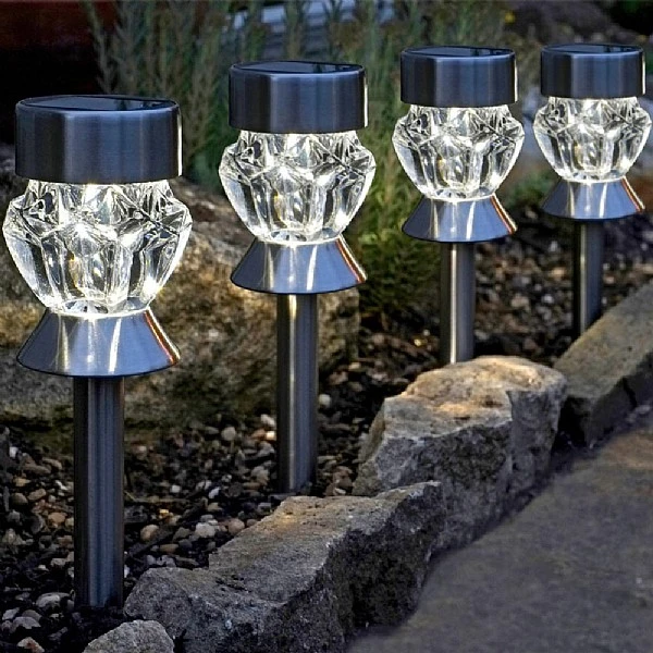 Smart Solar Crystal Glass Solar Stake Light - 4 Pack