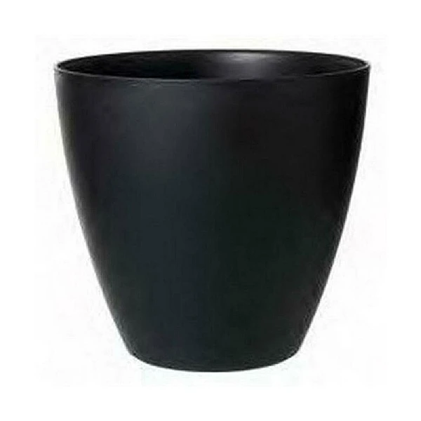 Stewart Garden 40cm Basalt Low Round Planter - Black - Image 2